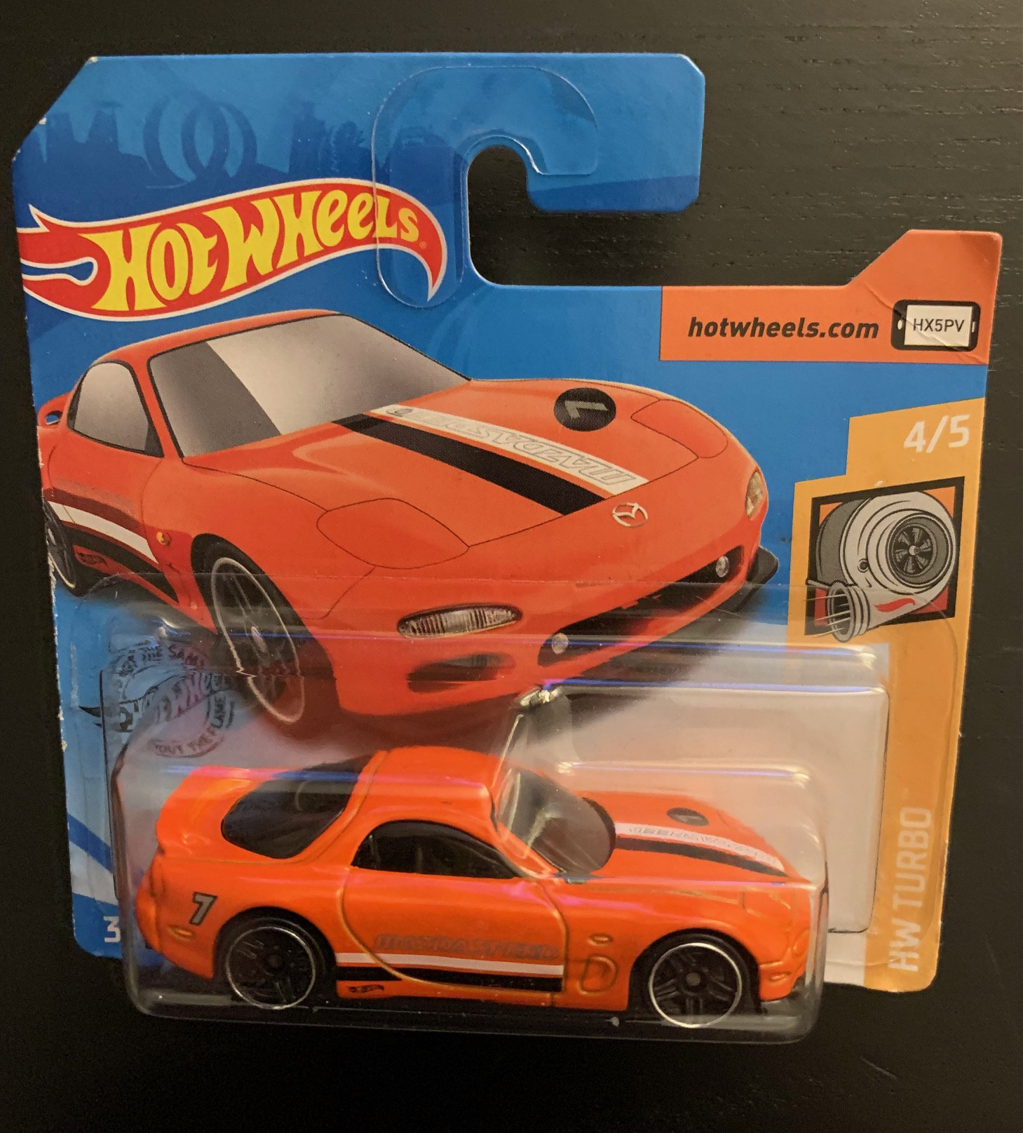 Hot Wheels 1995 Mazda RX-7 Orange -short Card- HW Turbo-hard to
