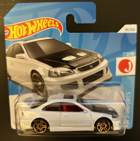 Hot Wheels Honda Civic Si- White With Black Hood- Short Card