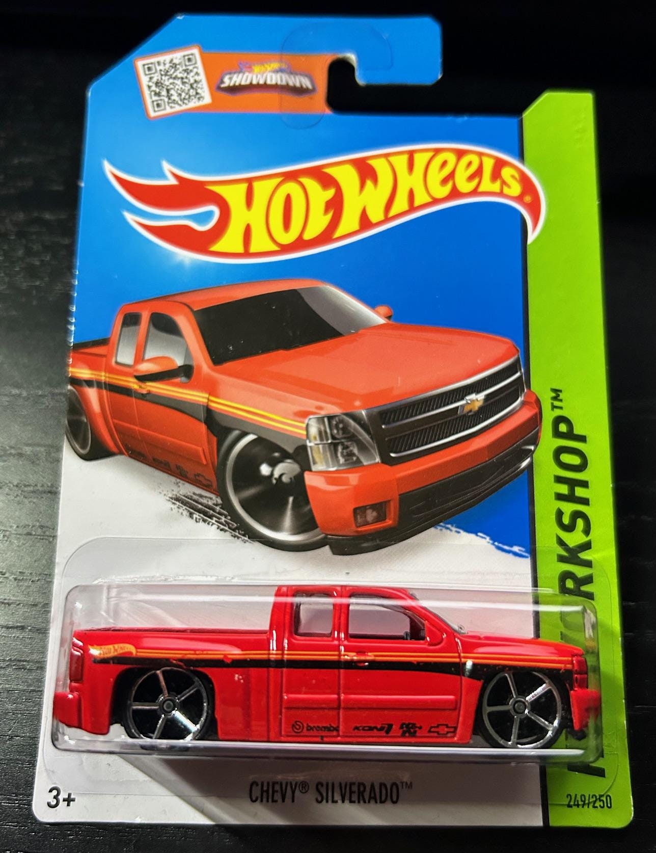 Hot Wheels Chevy Silverado Pickup-red With Black Interior-long