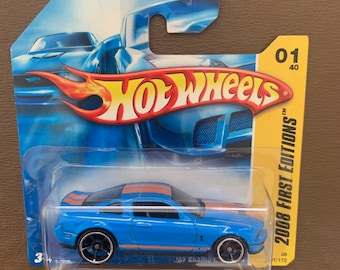 Hot Wheels 2007 Ford Shelby Gt-500-blue With Orange Stripes