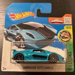 Hot Wheels Lamborghini Sesto Elemento-Teal / Grün mit schwarzen Streifen-2016 Kurze Karte -Schwer zu finden Sammler Miniatur Modell 1/64