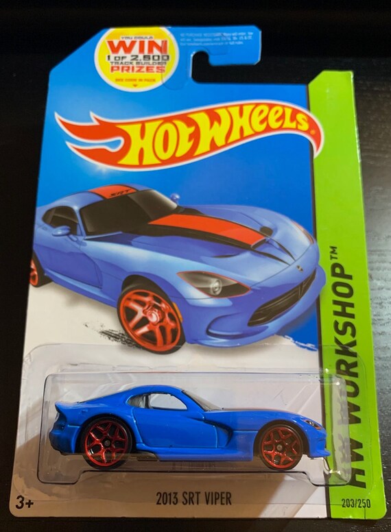 Hot Wheels 2013 Dodge SRT Viper- Blue With Red Stripe- 2014 Long