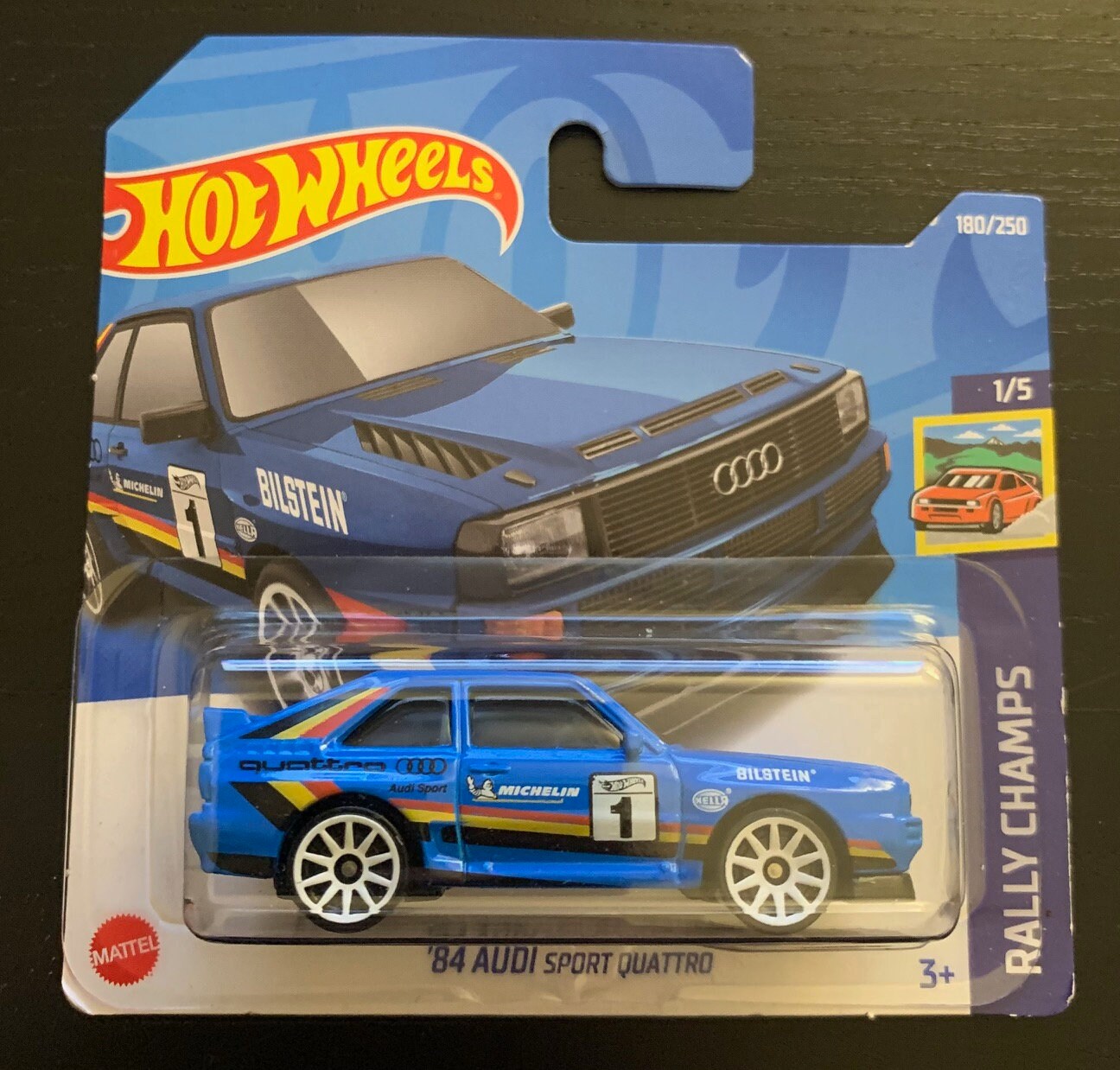 Hot Wheels 1984 Audi Sport Quattro-blue With White Wheels-short