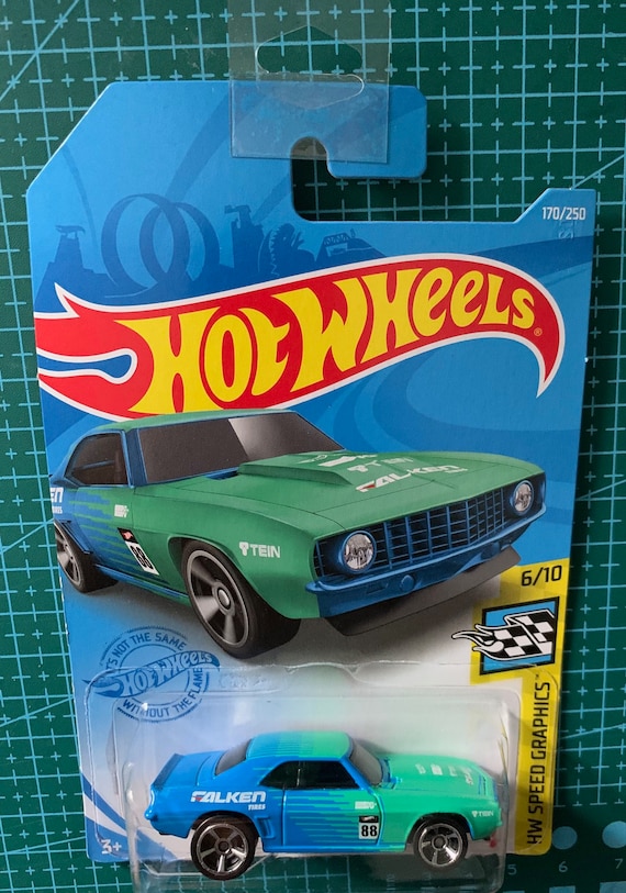 Hot Wheels 1969 COPO Chevrolet Camaro-green/blue With Falken