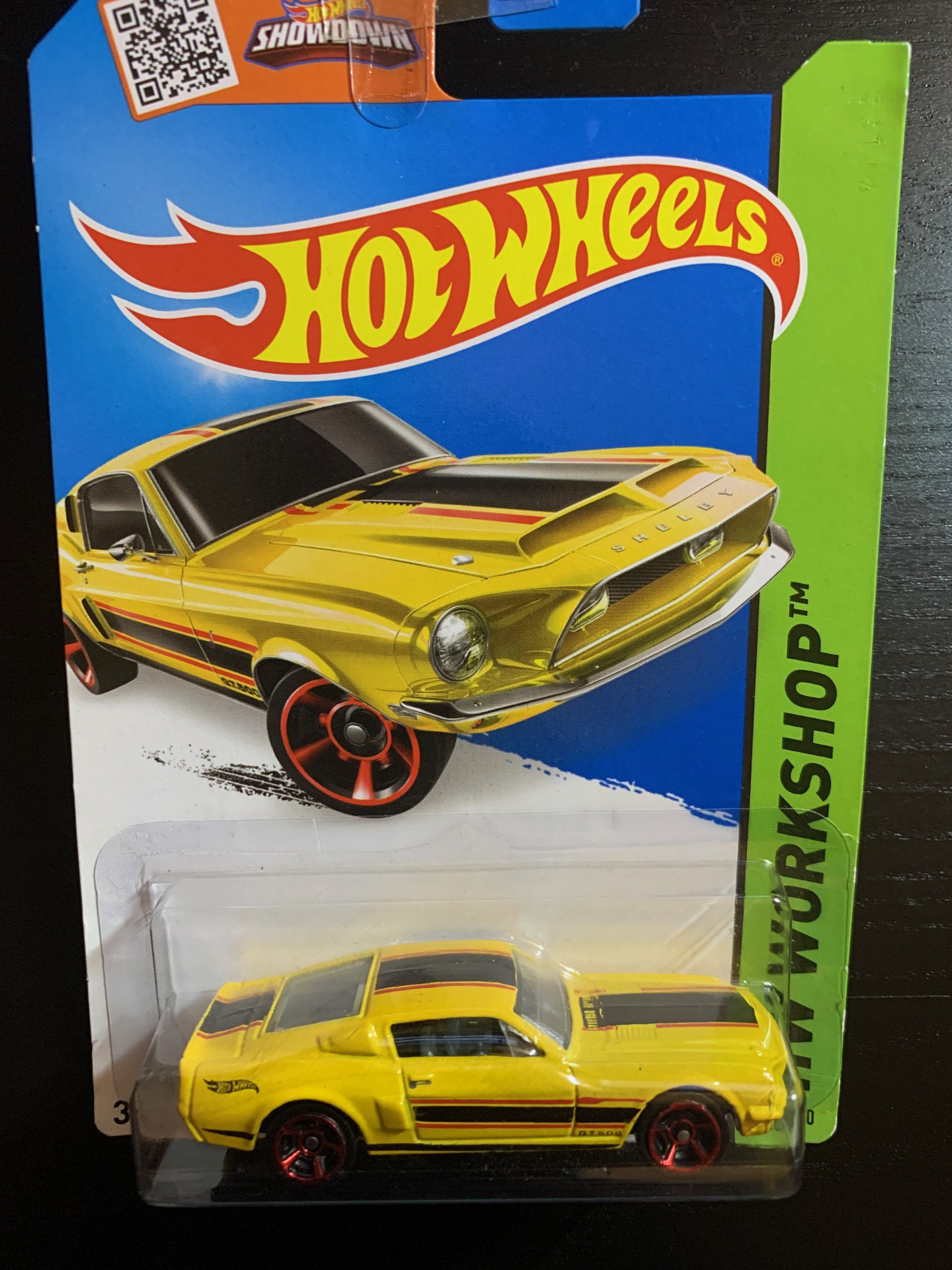 Hot Wheels 1968 Ford Shelby Gt-500-yellow With Black Stripes- Long
