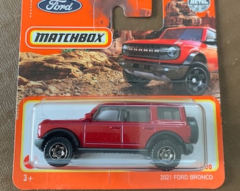 Matchbox 2021 Ford Bronco-Red With Black Interior-Short Card -Hard to Find Collector Miniature Model 1/64