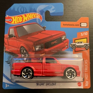 Hot Wheels 1991 GMC Syclone-Red With Black Interior-Short Card-HW Hot Trucks-Hard to Find Collector Miniature Model 1/64