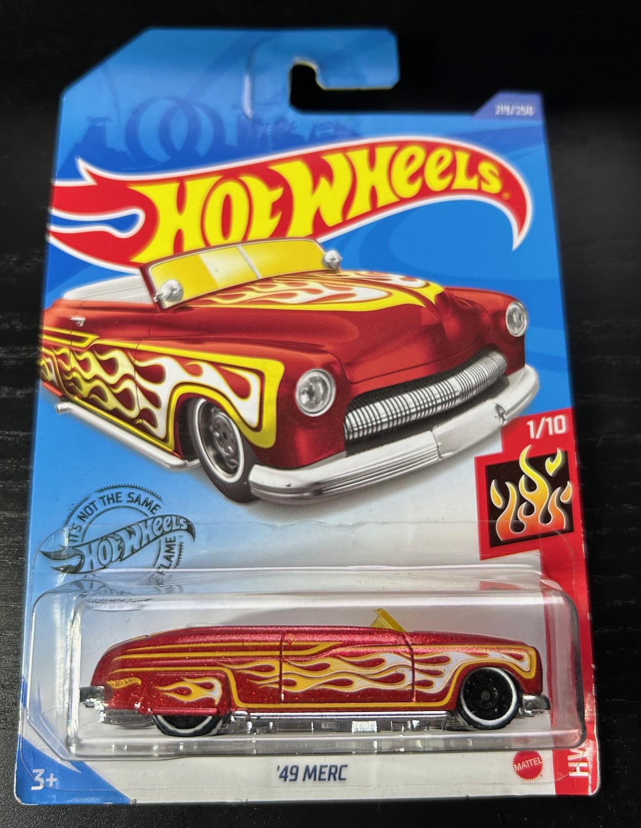 Hot Wheels 1949 Mercury-red With Flames-long Card-hard to Find