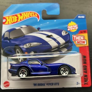 Hot Wheels 1996 Dodge Viper GTS- Blau Mit Weißen Streifen-Kurze Karte-Schwer zu finden Sammler-Miniatur-Modell 1/64