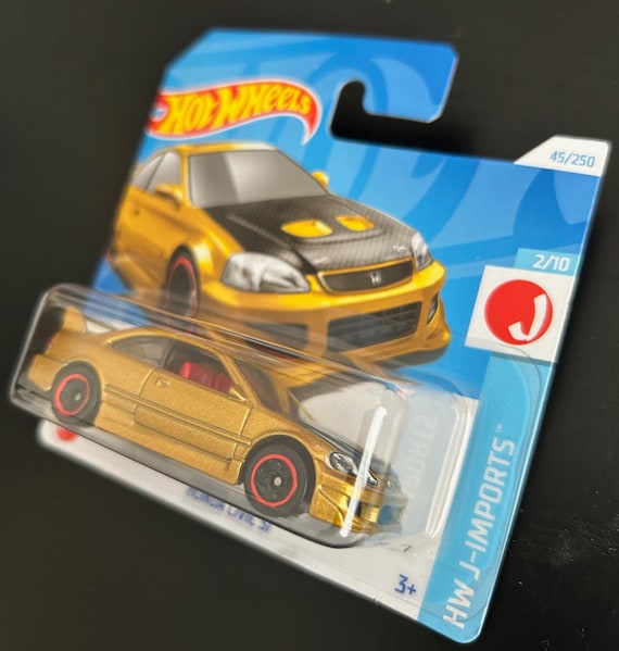 Hot Wheels Honda Civic Si-gold With Black Hood- Short Card-hard to