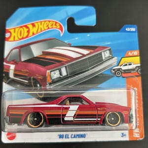Hot Wheels 1980 Chevrove El Camino - Rot mit Tan Innenausstattung - Kurzkarte, schwer zu finden Sammler Miniatur Modell 1/64