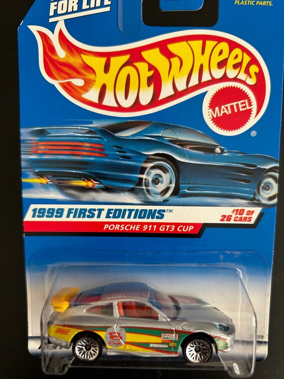 Hot Wheels Porsche 911 GT3 Cup-silver With Blue Lights- 1999 First