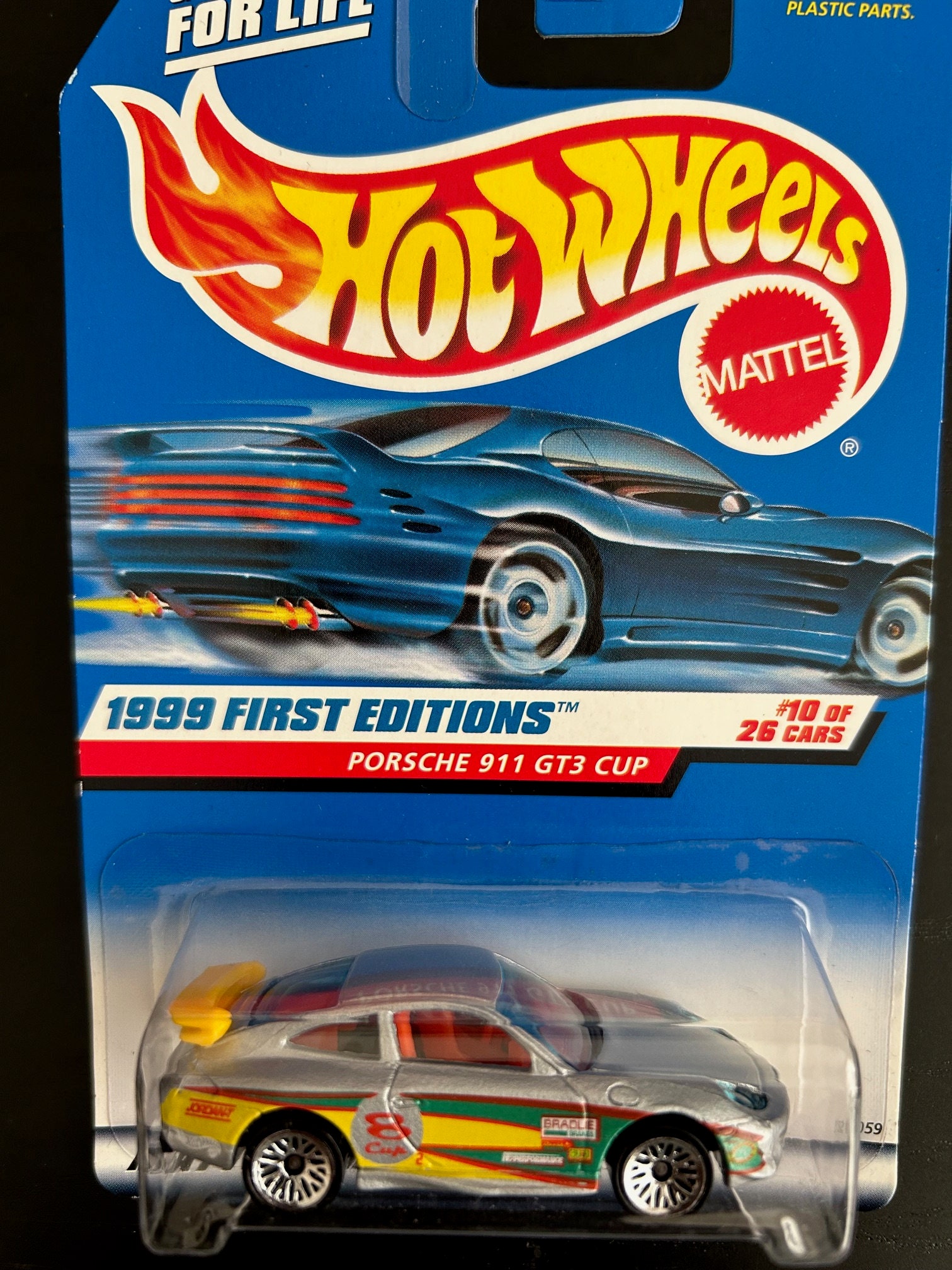 Hot Wheels Porsche 911 GT3 Cup-silver With Blue Lights- 1999 First