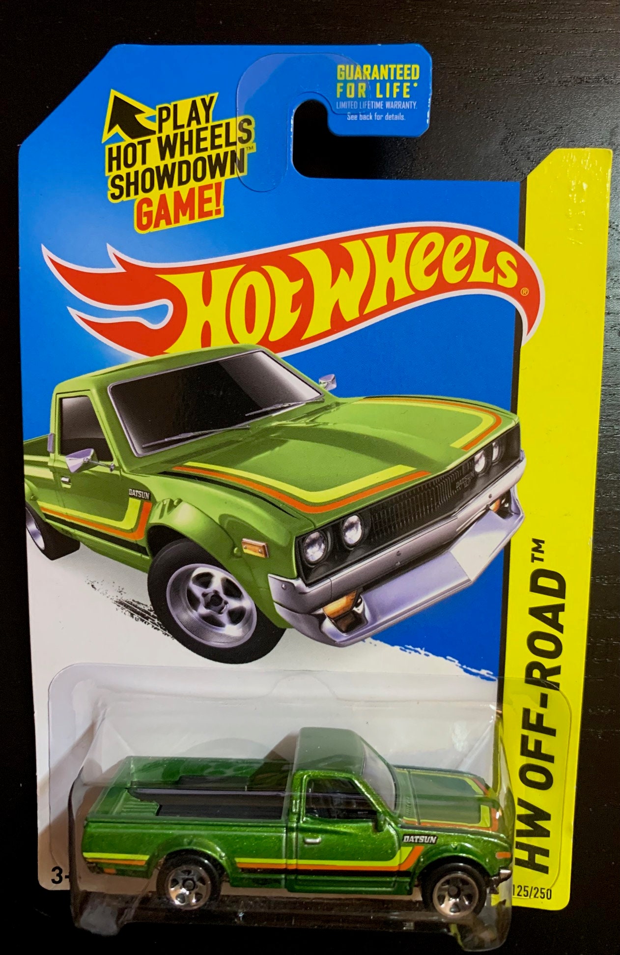 Hot Wheels Datsun 620 Nissan Pickup-green- Long Card-hw off Road