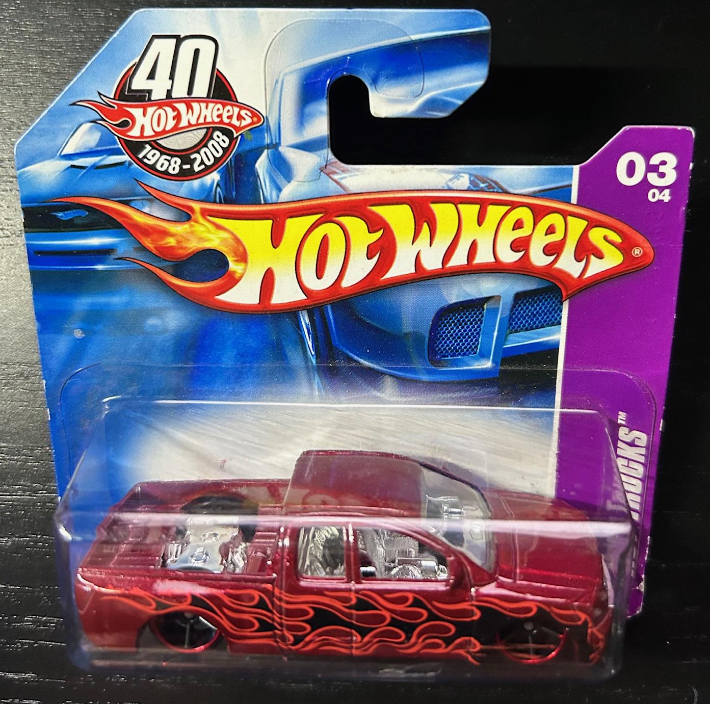 Hot Wheels Nissan Titan-maroon/red With Flames- Short Card-hard to