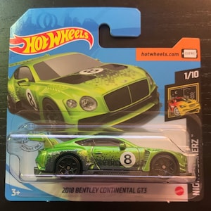 Hot Wheels 2018 Bentley Continental GT3-Green-Nightburnerz-Hard to Find Collector Miniature Model 1/64