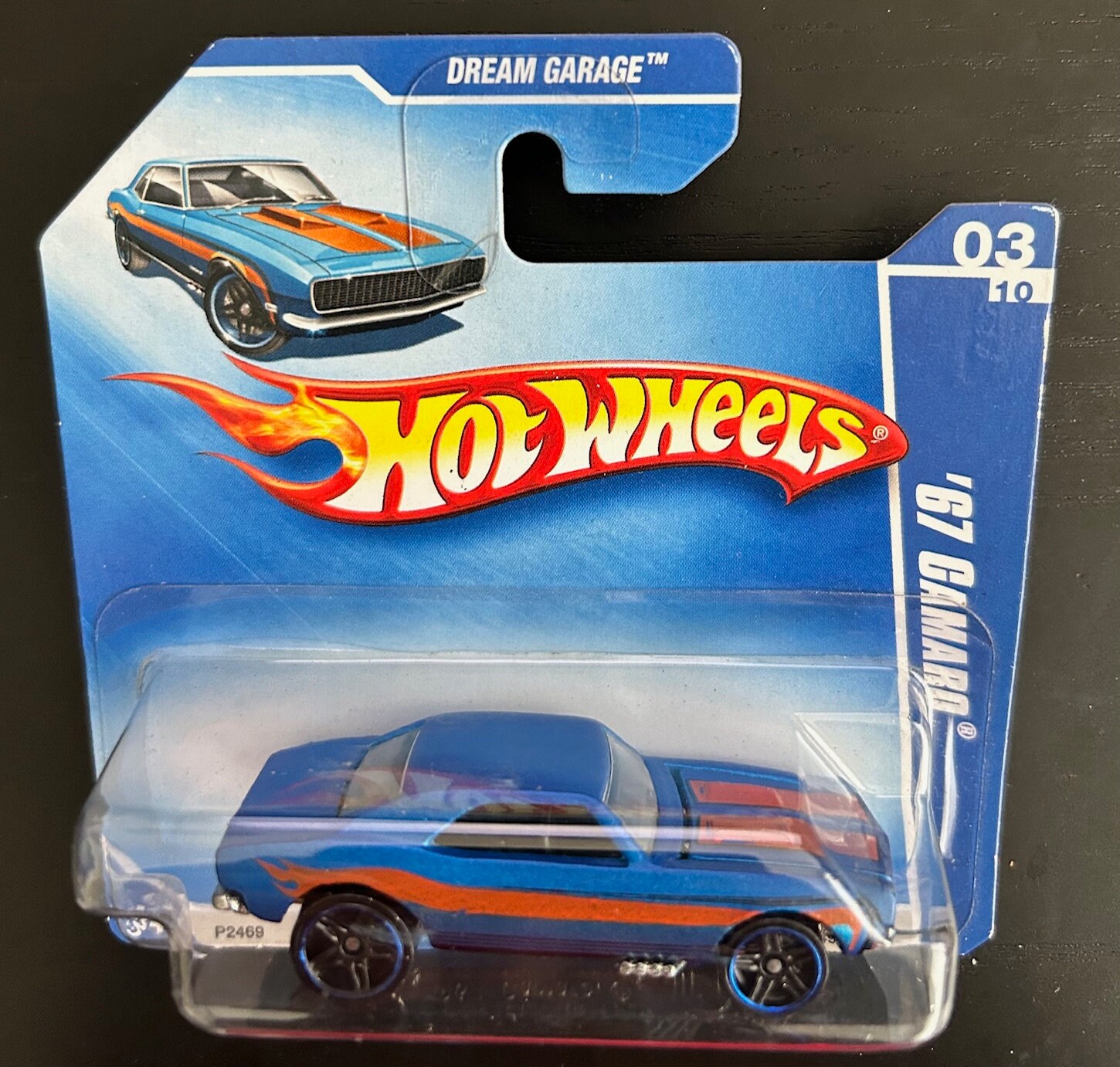 Hot Wheels 1967 Chevrolet Camaro-matte Blue With Orange Flames