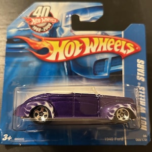 Hot Wheels 1940 Ford- Lila mit weißen Flammen-2008 Kurze Karte-schwer zu finden Sammler-Miniatur-Modell 1/64