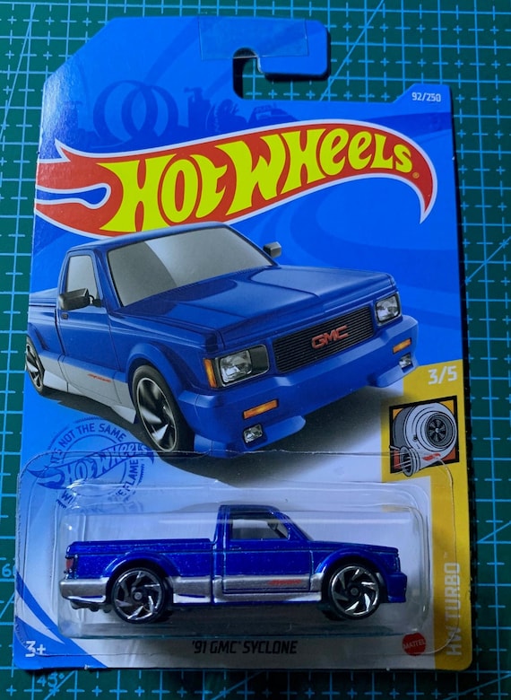 Hot Wheels 1991 GMC Syclone-blue and Silver-hw Turbo-long Card