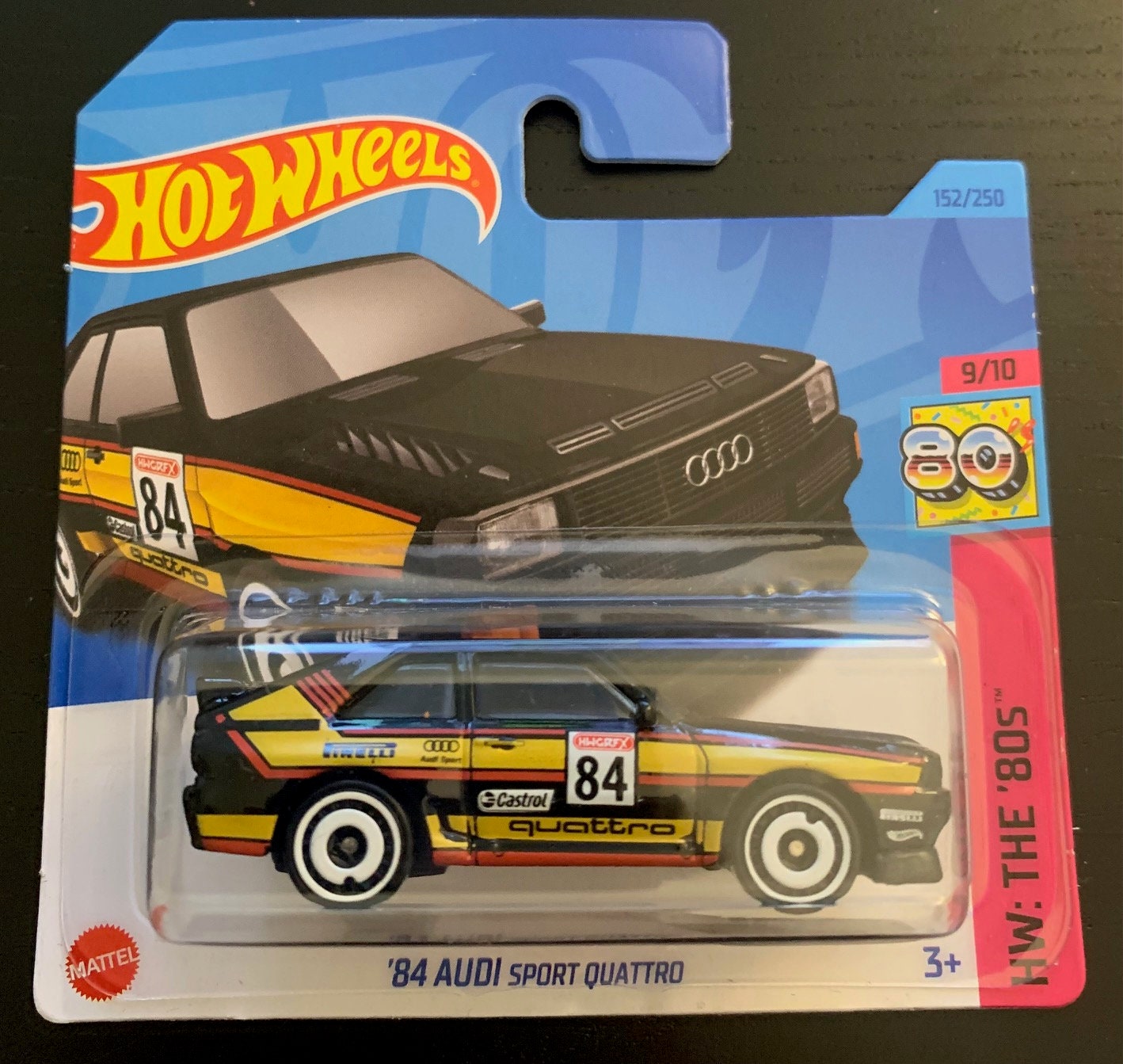 Hot Wheels 1984 Audi Sport Quattro-black With White Wheels-short