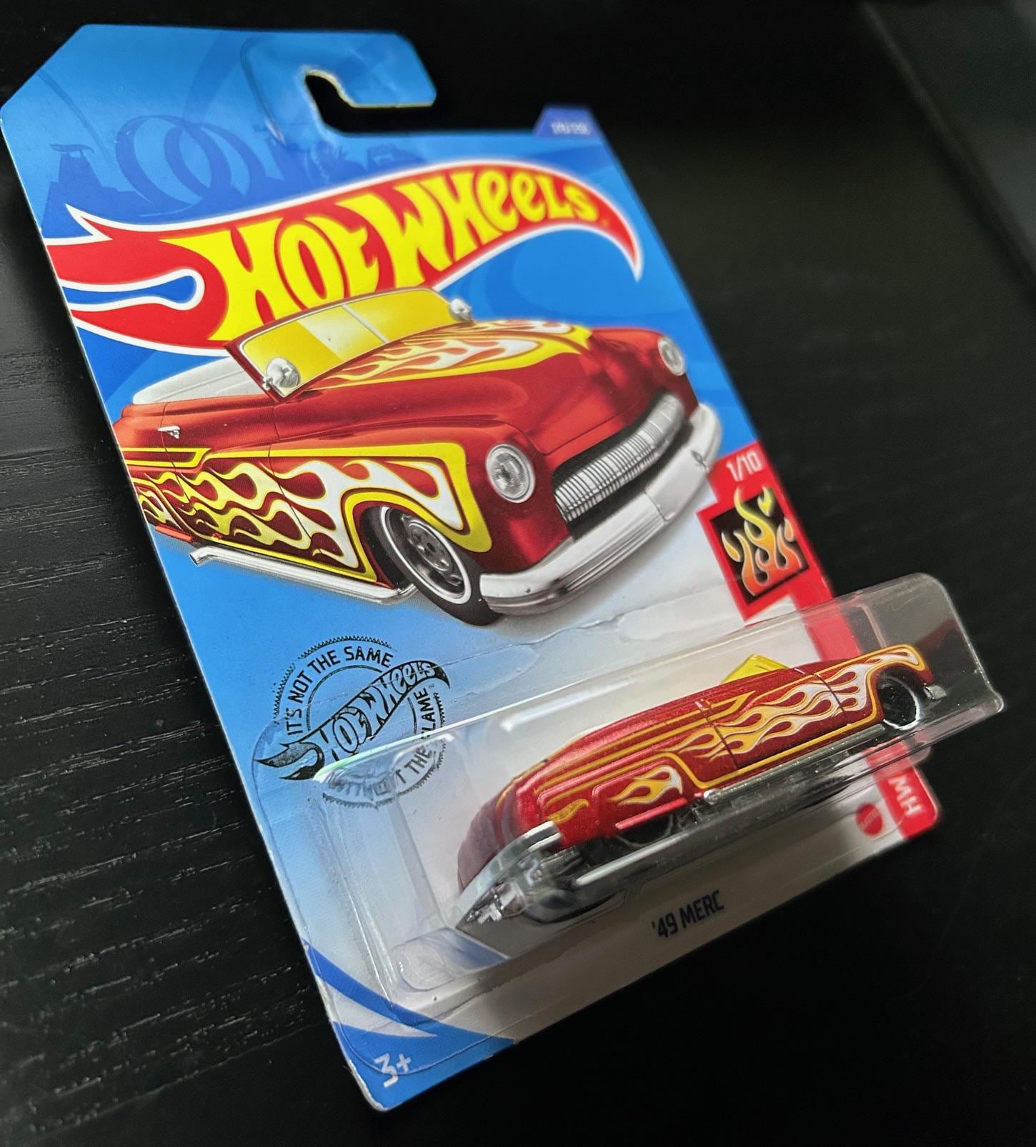 Hot Wheels 1949 Mercury-red With Flames-long Card-hard to Find