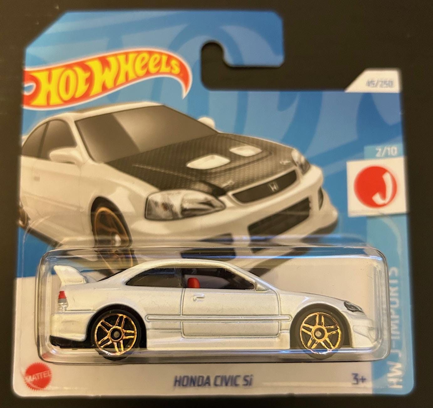 Hot Wheels Honda Civic Si- White With Black Hood- Short Card Hot Wheels Honda Civic Si- White With Black Hood- Short Card