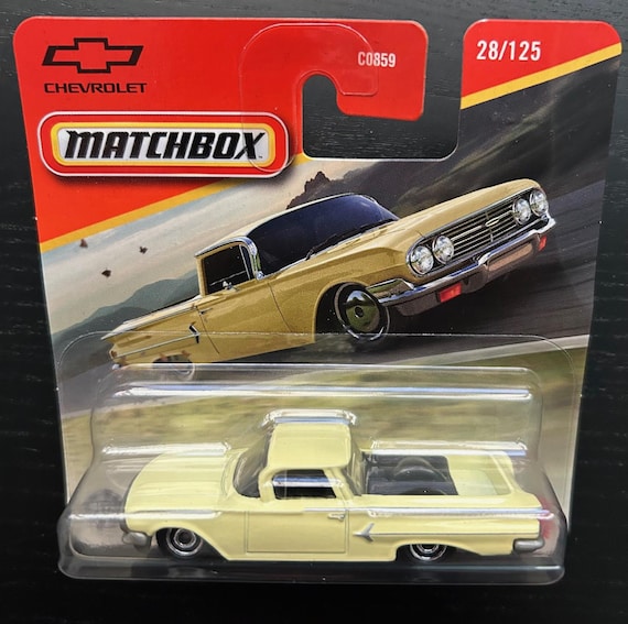 【貴重】Matchbox シボレーエルカミーノミニカー Matchbox 1960 Chevrolet El Camino-yellow With Black Interior-short