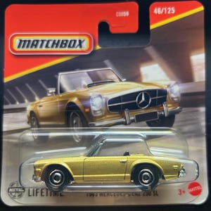 Streichholzschachtel 1963 Mercedes-Benz 230 SL - Gold Mit Schwarzer Innenausstattung - Seltenes Sammler-Miniatur-Modell 1/64