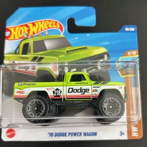 Hot Wheels 1970 Dodge Power Wagon - Grün mit Schwarzer Innenausstattung - Kurze Karte - Schwer zu Finden Sammler Miniatur Modell 1/64