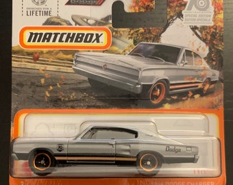 Matchbox 1966 Dodge Charger-Silver With Black Interior-Short Card-Hard to Find Collector Miniature Model 1/64