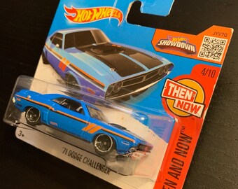 Hot Wheels 1:64 Scale '71 Dodge Challenger Die-Cast Car - Blue, 2x3x1 Inches, For Kids & Collectors - View #12
