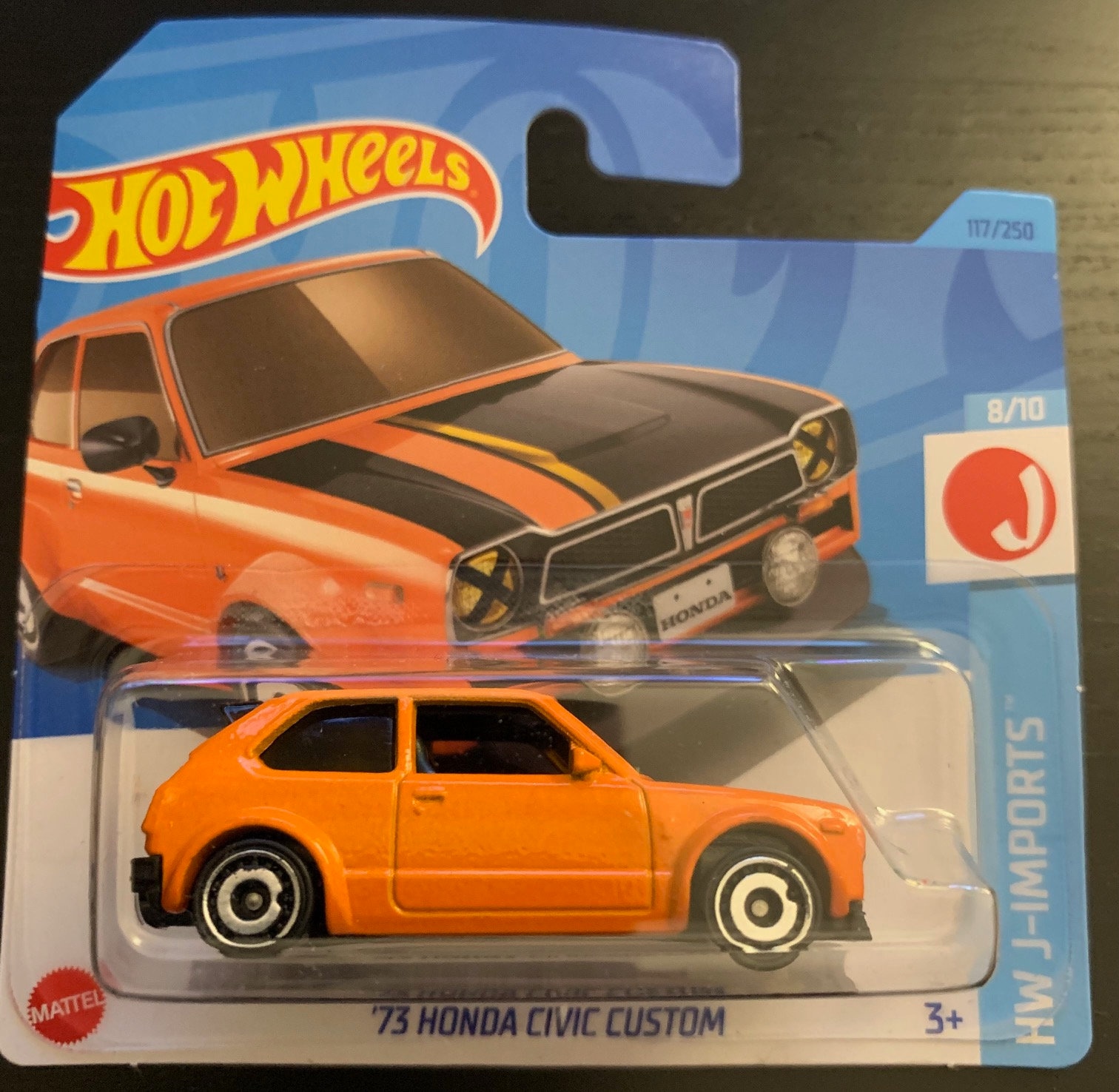 Hot Wheels 1973 Honda Civic Custom-orange With Black Interior