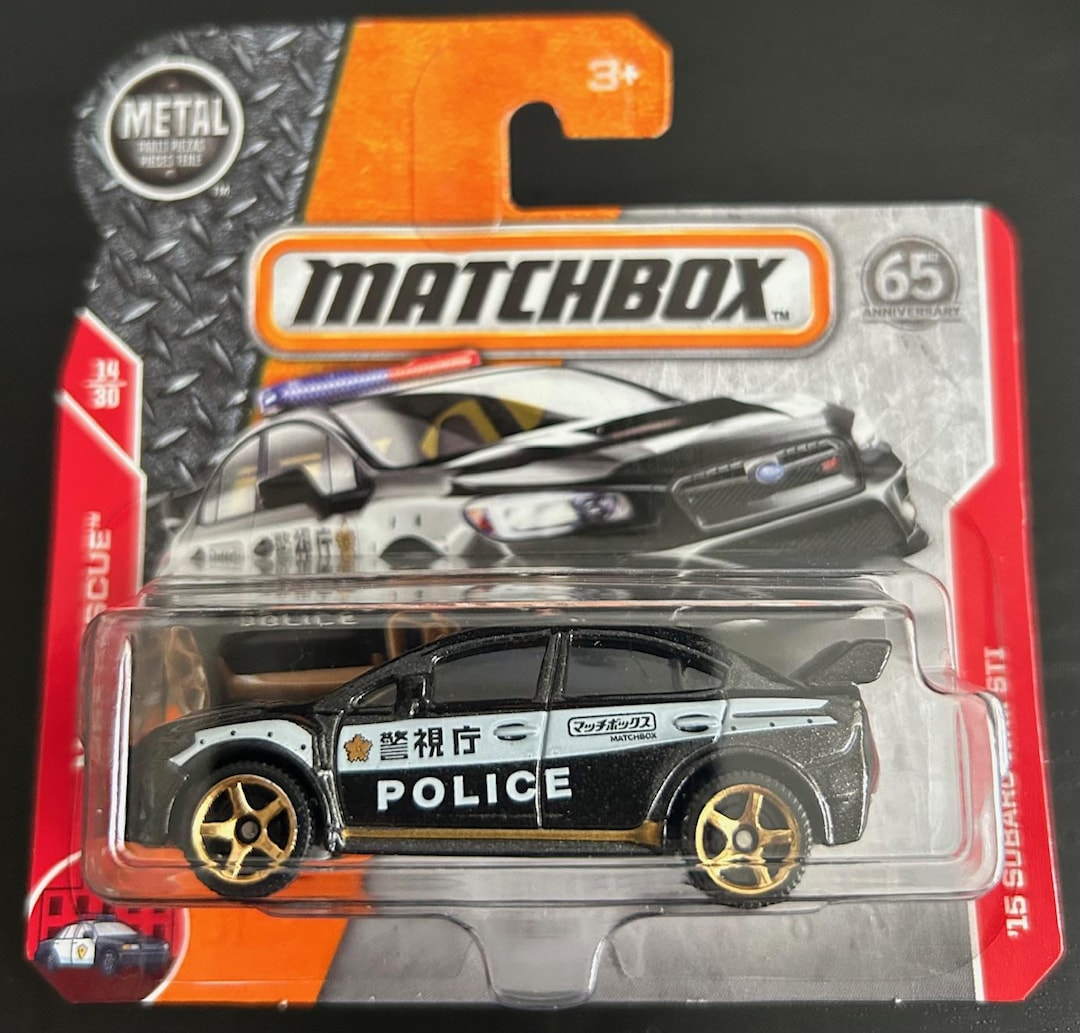 Matchbox 2015 Subaru WRX STI- Black With Gold Wheels-short Card