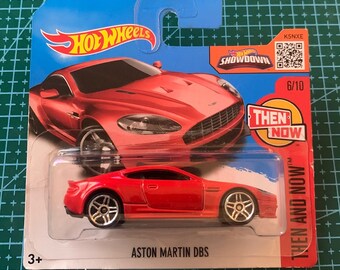 Hot Wheels Aston Martin DBS-Red With Black Interior-2016 Then And Now Short Card-Hard to Find Collector Miniature Model 1/64