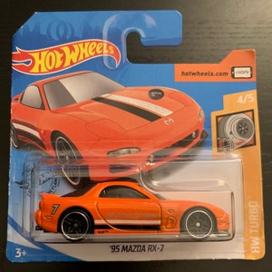 Hot Wheels 1995 Mazda RX-7 Arancione - Scheda Breve - HW Turbo - Modello in Miniatura da Collezione Difficile da Trovare 1/64