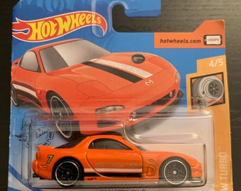 Hot Wheels 1995 Mazda RX-7 Orange -short Card- HW Turbo-hard to