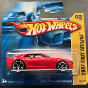 Hot Wheels Chevrolet Camaro Konzept-Rot mit Grauem Interieur-2007 Erstausgaben-Kurze Karte-Schwer zu finden Sammler-Miniatur-Modell 1/64