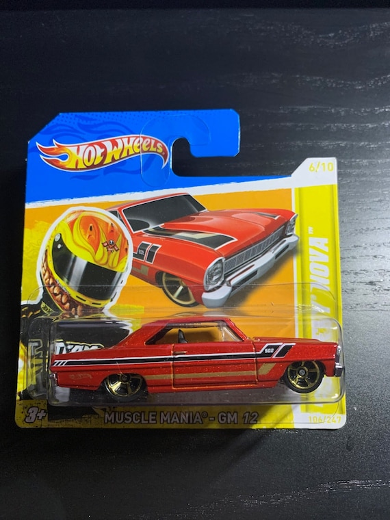 Hot Wheels 1966 Chevrolet Nova-red With Black Interior-2012 Short