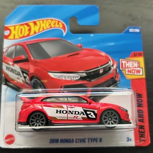 Hot Wheels 2018 HONDA Civic Type R (Rot mit Schwarzem Interieur) - Kurze Karte - Schwer zu finden Sammler Miniatur Modell 1/64