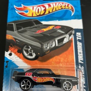 "Hot Wheels 1969 ""Pontiac Firebird"" T / A-Schwarz Mit Blauen Fenstern-2011 HW Racing-Long Card-Hard To Fund Sammler Miniatur Modell 1/64."