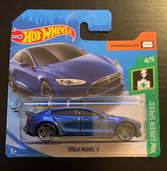 Hot Wheels Tesla Model S blue short Card hw Green Speed hard to Find Collector Miniature Model 1 64 Etsy