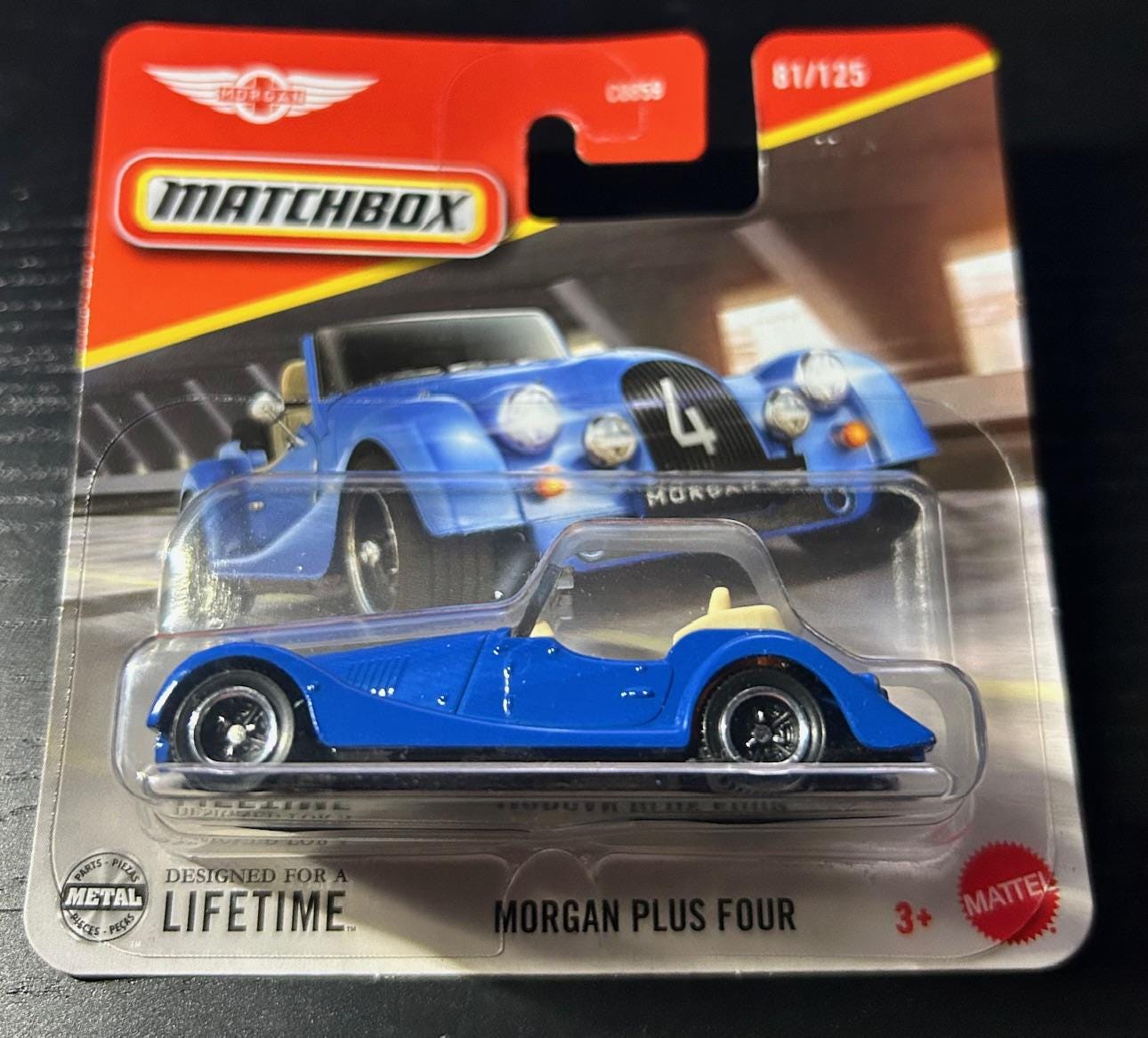 マッチボックス モーガン プラス フォー - ブルー、タンインテリア