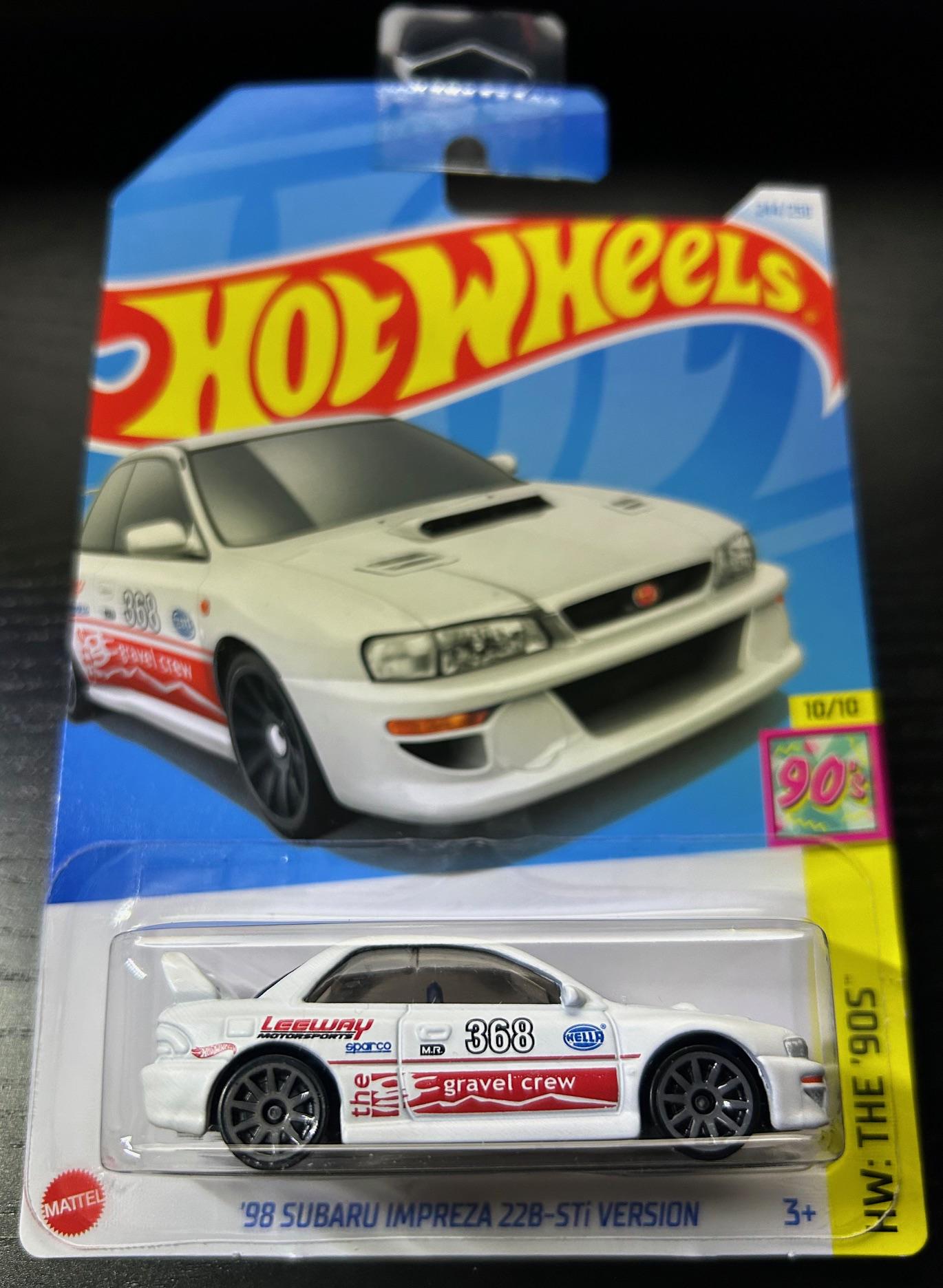 Hot Wheels 1998 Subaru Impreza 22B Sti-Version- Matte White With Black Interior-Long Card-Hard to Find Collector Miniature Model 1/64