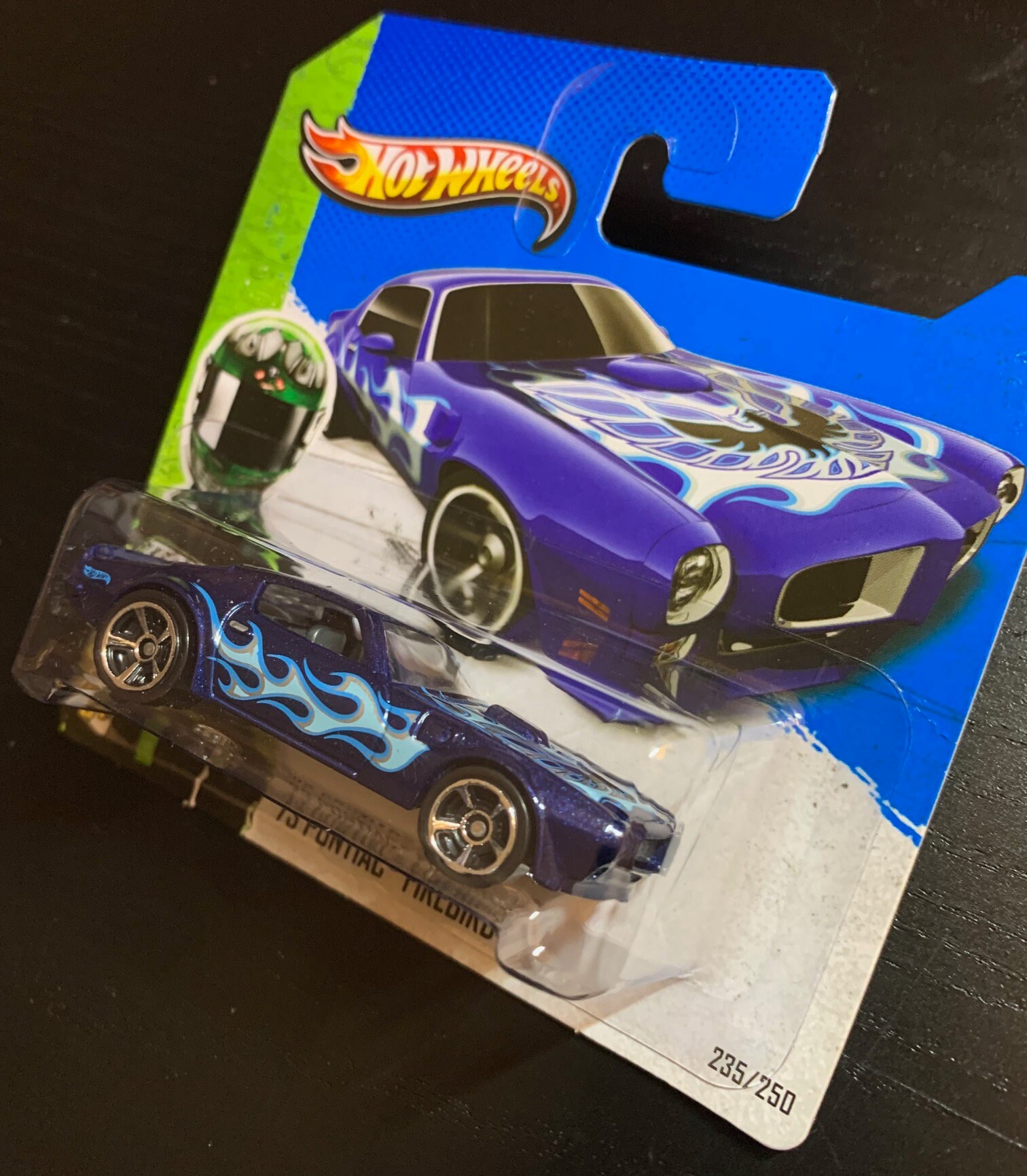 Hot Wheels 1973 Pontiac Firebird-blue With Flames-2013 Short Card