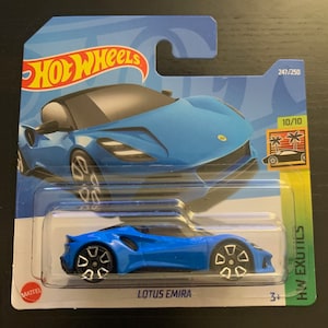 Hot Wheels Lotus Emira-Blue With Black Roof-Short Card -Hard to Find Collector Miniature Model 1/64