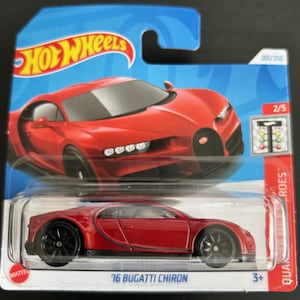 Hot Wheels 2016 Bugatti Chiron-Rot mit Schwarzen Rädern-Kurze Karte-Schwer zu Finden Sammler Miniatur Modell 1/64