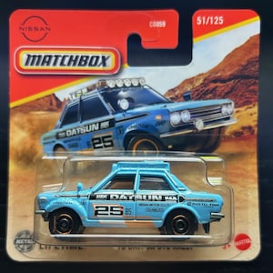 Streichholzschachtel 1970 Datsun 510 Kundgebung - Blau mit Schwarzer Innenausstattung - Seltenes Sammler-Miniaturmodell 1/64