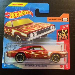 Hot Wheels '69 Dodge Charger 500 Red With Flames- Hard to Find