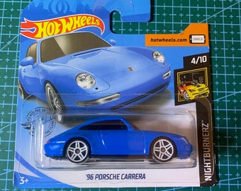 Hot Wheels 1996 Porsche Carrera-blue With White Wheels Short Card