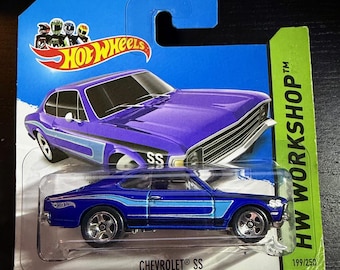 Hot Wheels Chevrolet SS-Blue With Black Interior- 2014 Short Card -Hard to Find Collector Miniature Model 1/64